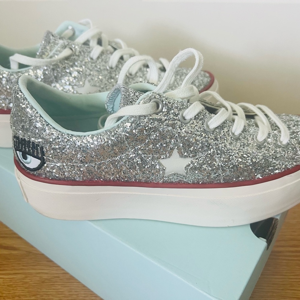 Converse - Chiara Ferragni Silver Glitter Sneakers